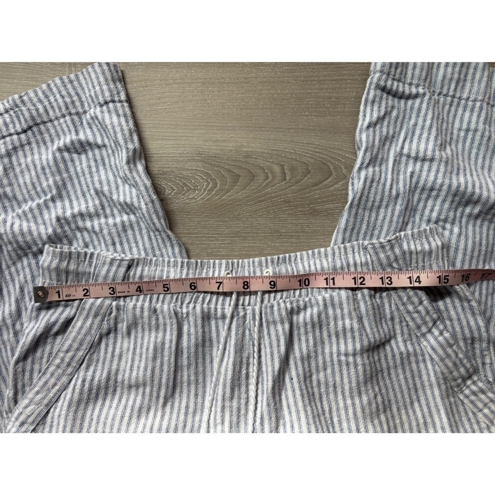 Westbund Womens S Blue White Striped Linen Blend Wide Leg Crop Pants Casual Work - Picture 10 of 10